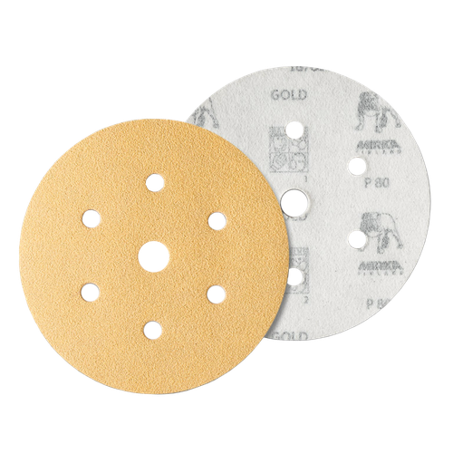 Фото товара "GOLD Шлифовальный бумажный диск, специальный оксид алюминия, 7 отверстий, 150 мм, Р280"