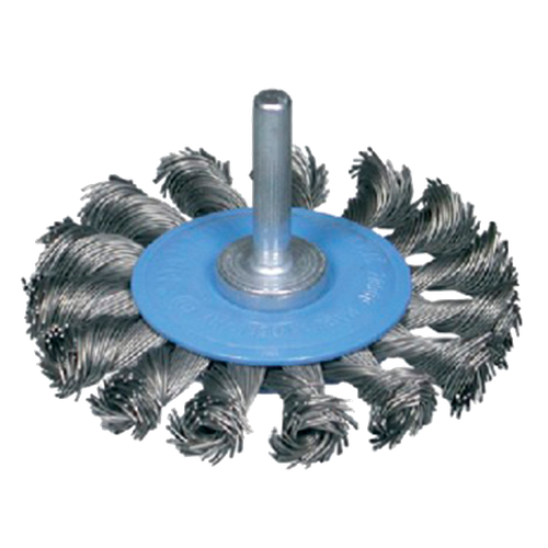 Фото товара "Жгутовая дисковая щетка, 75х8х15 мм, хвостовик 6 мм, стальная закаленная проволока, 0,5 мм"